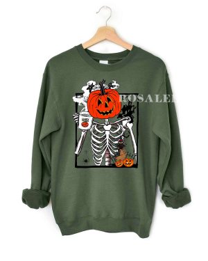 Skeleton Pumpkin Halloween Sweatshirt
